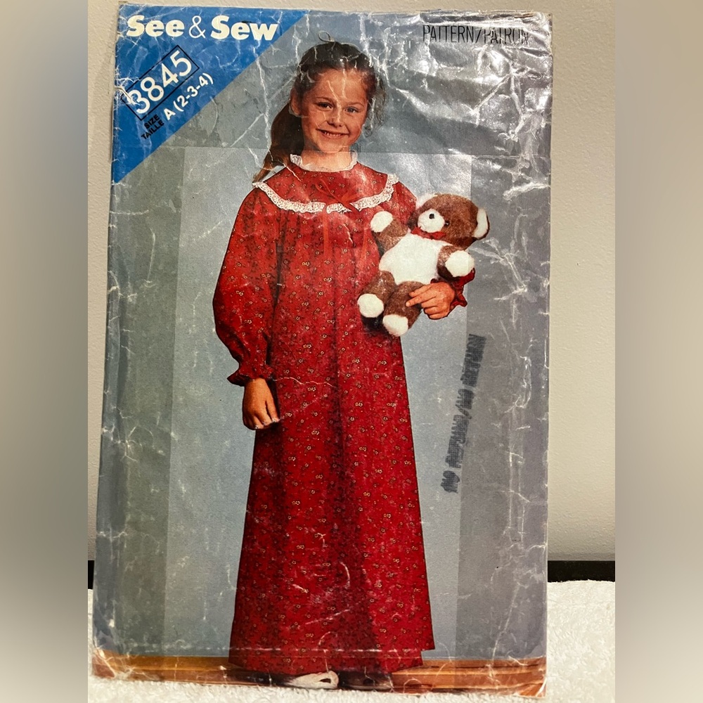 See & Sew Kids' Red Nightgown Sewing Pattern